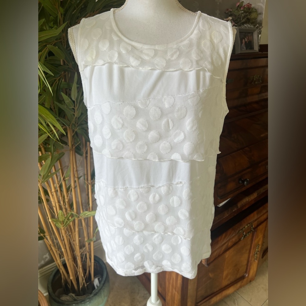 Dana Buchman lace tank top blouse, extra large white excellent condition - Picture 7 of 14